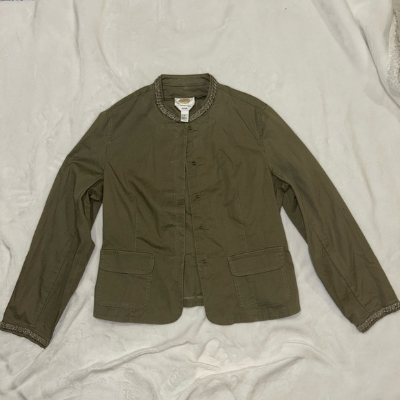 Talbots Jackets & Blazers - Talbots Khaki Embellished Jacket